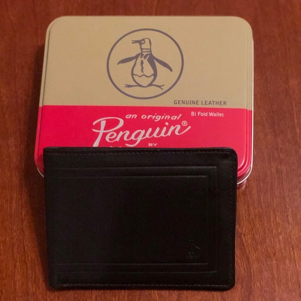 Penguin black leather wallet